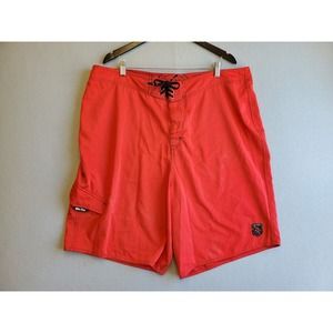 Da Hui Red Flat Front Beach Surf Casual Board Shorts Swim Trunks Mens 42